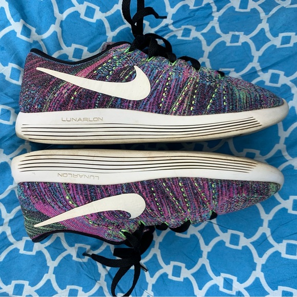 Nike Men’s size 7 Lunarepic low flyknit Fire Pink multicolor running sneakers og - Picture 7 of 11